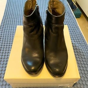 All Saints Black Leather Hessian Ankle Bootie 8